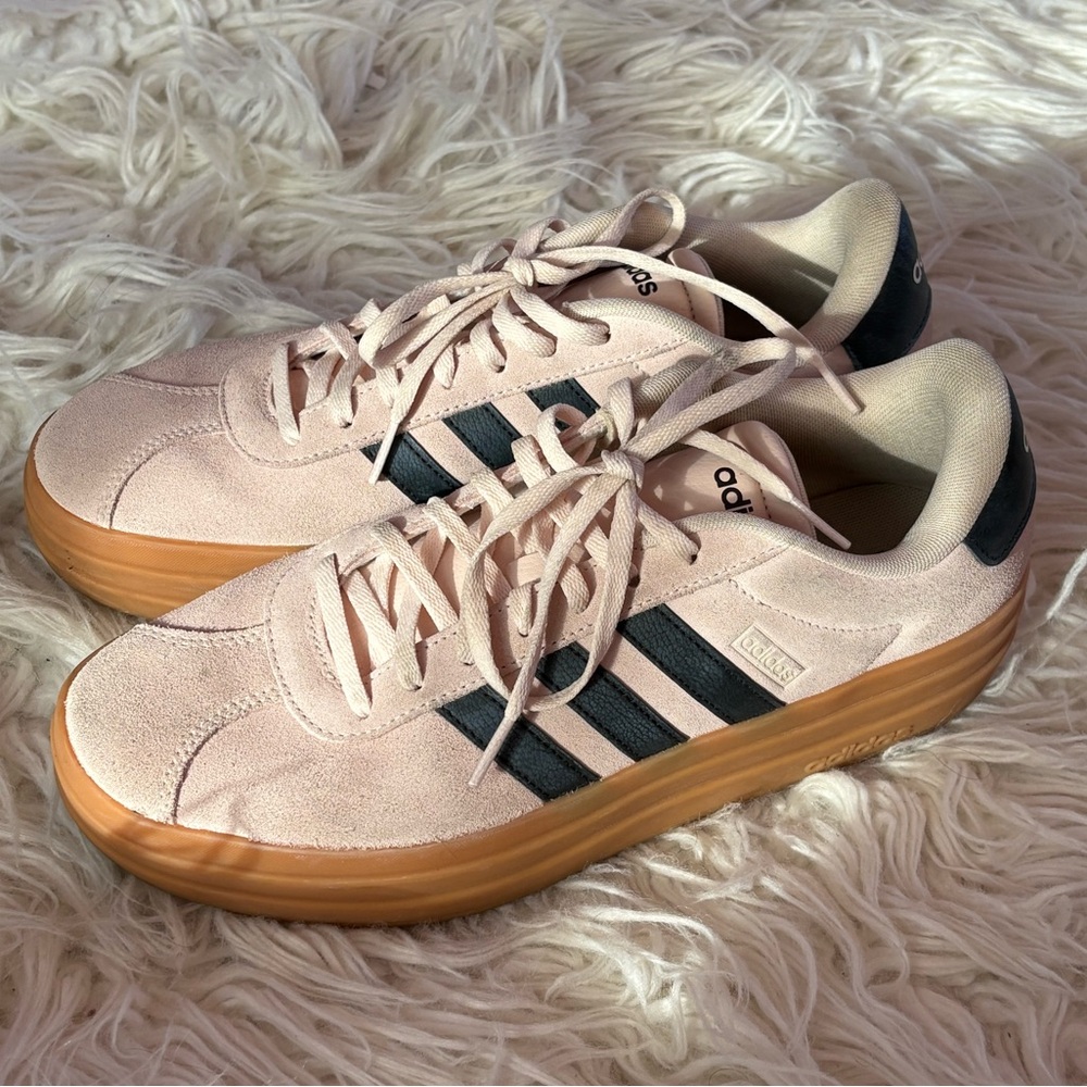Adidas VL Court Bold Platform Sneakers Pink/Black/Gum Women's 10